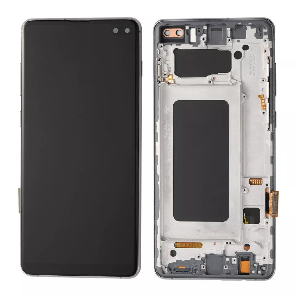 LCD With Digitiser And Frame For Samsung S10 Plus Black Glass Change